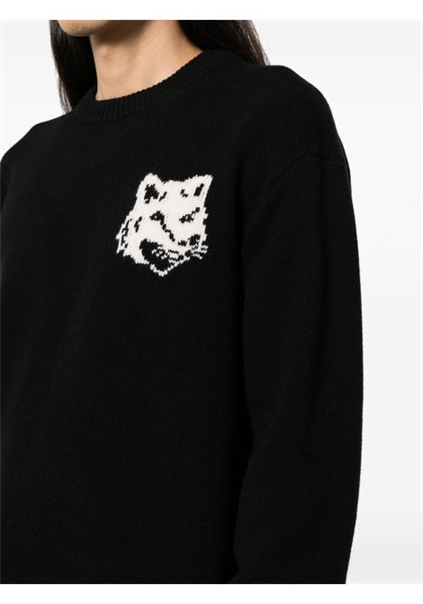 Black Fox head intarsia jumper Maison kitsuné - men MAISON KITSUNÉ | NM00808KM0329P199